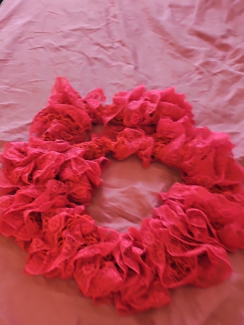 Lace Ruffle Scarf - Hot Red - Picture 4 of 7